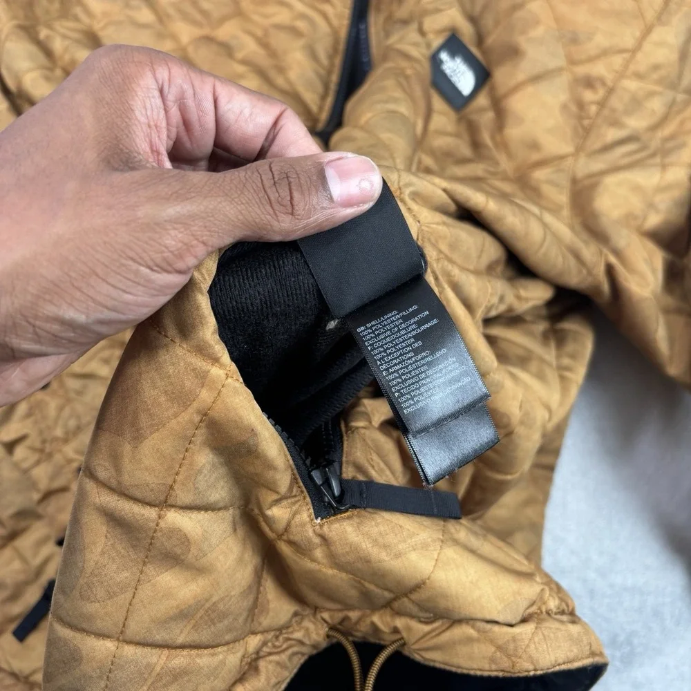 North Face Jester Reversible Quilted Brown Black Long Sleeve Full Zip Jacket LG